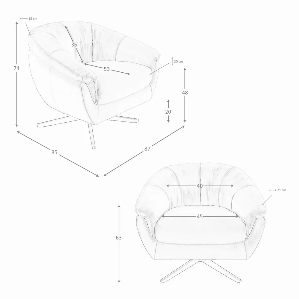 Fauteuils - Fauteuil pivotant en cuir gris - ANGEL CERDÁ