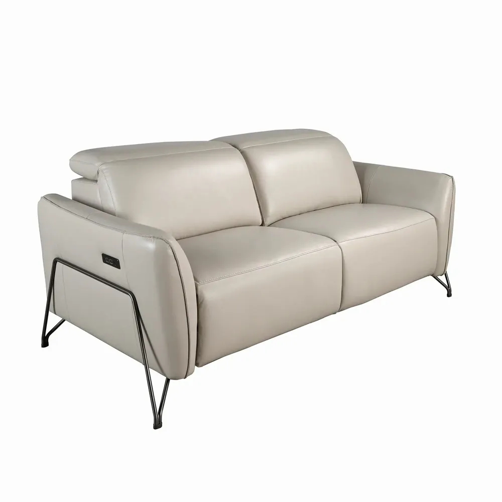 Sofas - 2 seater relaxation sofa in sand leather - ANGEL CERDÁ