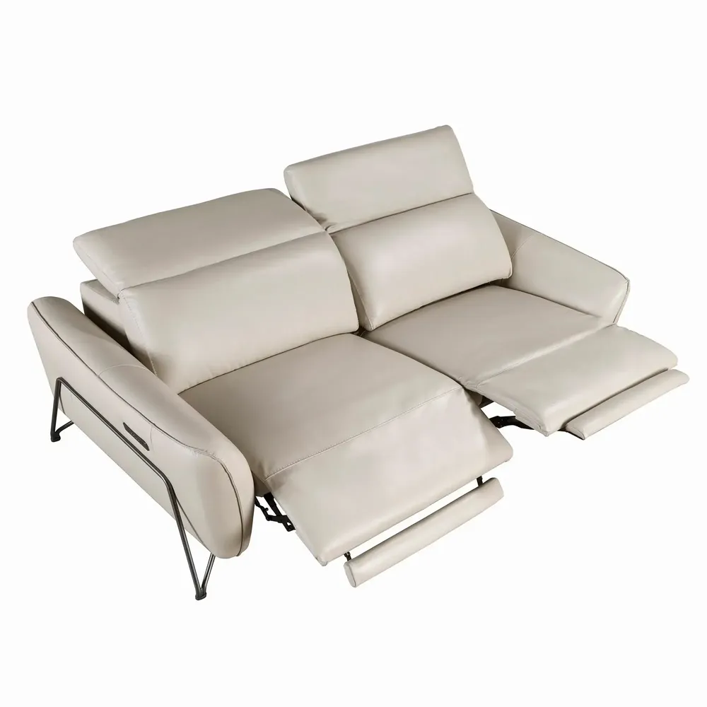 Sofas - 2 seater relaxation sofa in sand leather - ANGEL CERDÁ