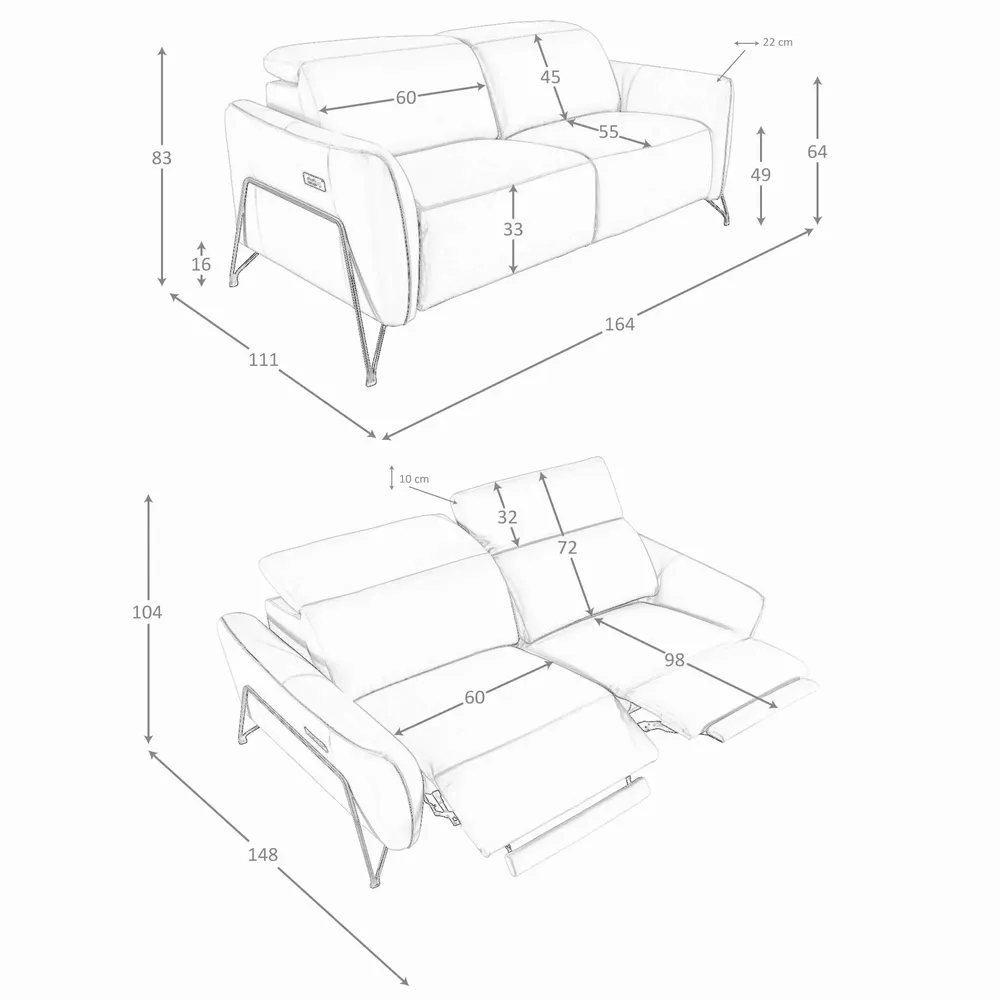 Sofas - 2 seater relaxation sofa in sand leather - ANGEL CERDÁ