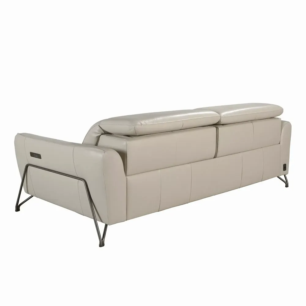 Sofas - 3 seater relaxation sofa in sand leather - ANGEL CERDÁ