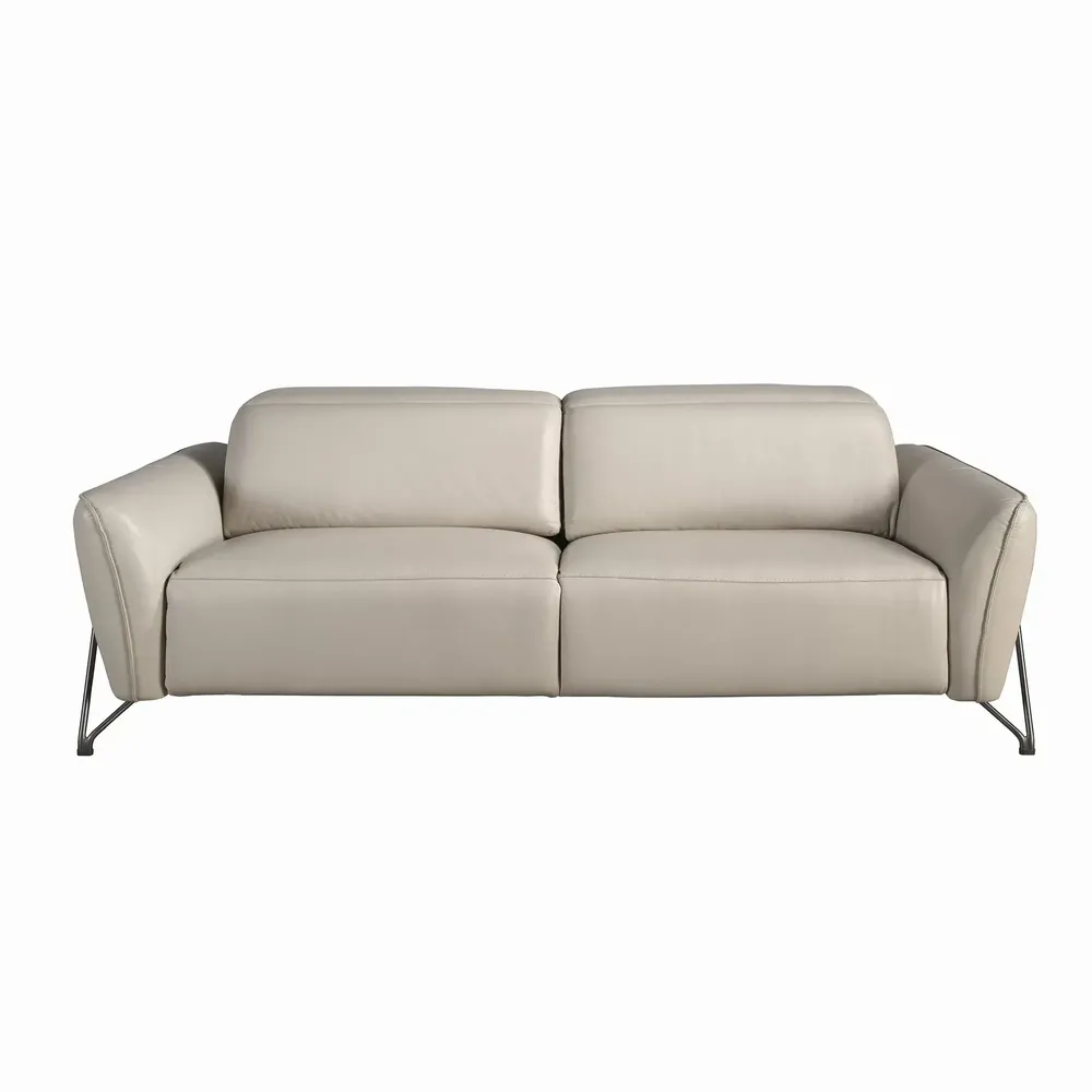 Sofas - 3 seater relaxation sofa in sand leather - ANGEL CERDÁ