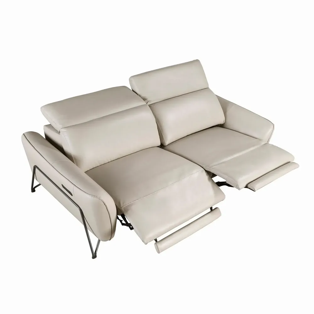 Sofas - 3 seater relaxation sofa in sand leather - ANGEL CERDÁ