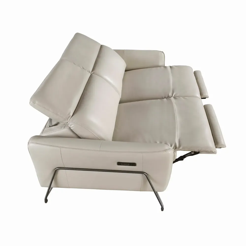 Sofas - 3 seater relaxation sofa in sand leather - ANGEL CERDÁ