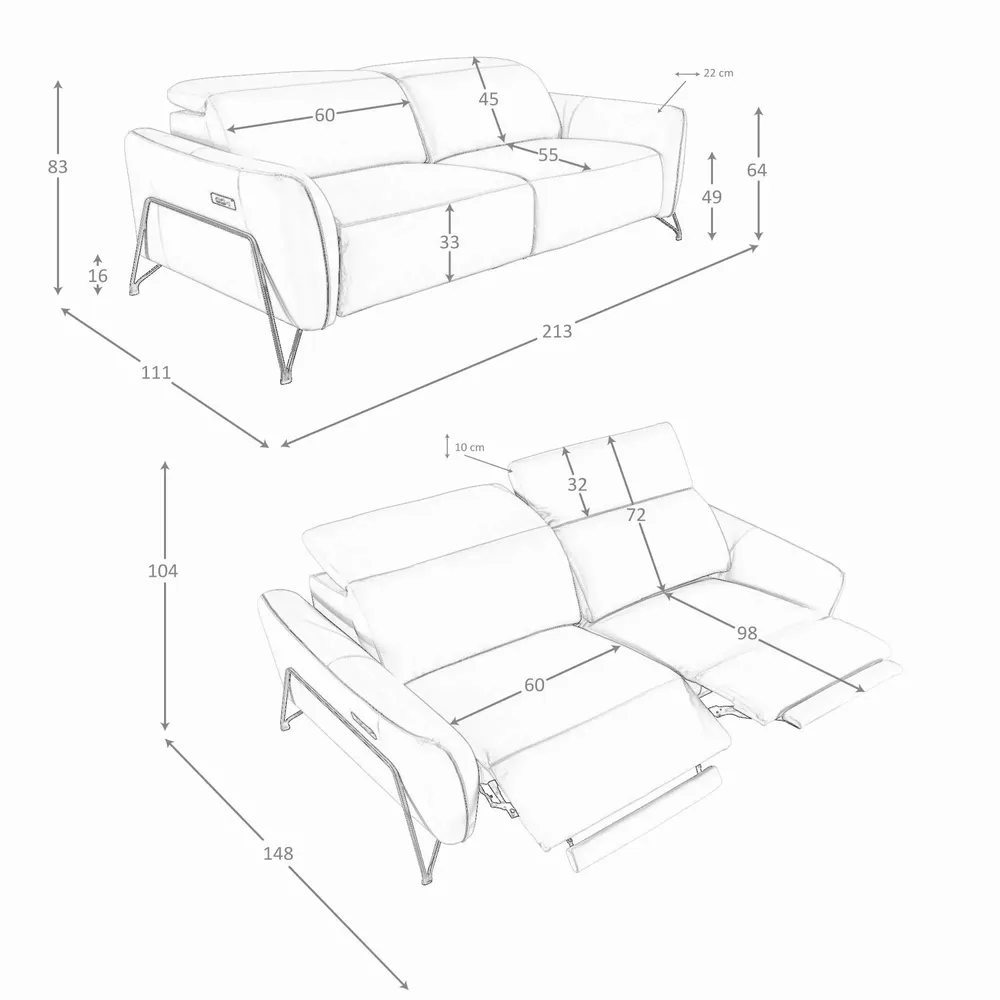 Sofas - 3 seater relaxation sofa in sand leather - ANGEL CERDÁ