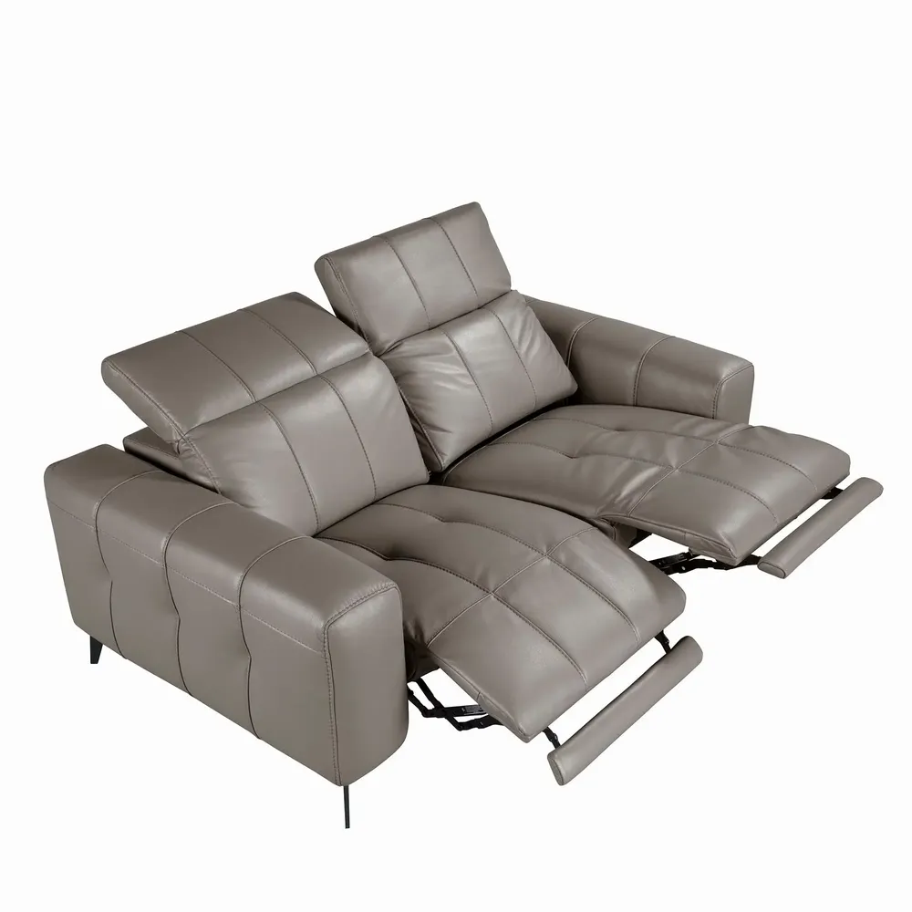 Sofas - 2-seater relaxation sofa in grey leather - ANGEL CERDÁ