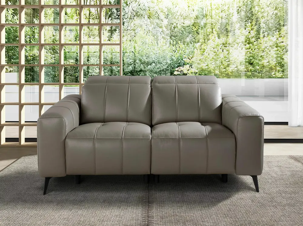 Sofas - 2-seater relaxation sofa in grey leather - ANGEL CERDÁ