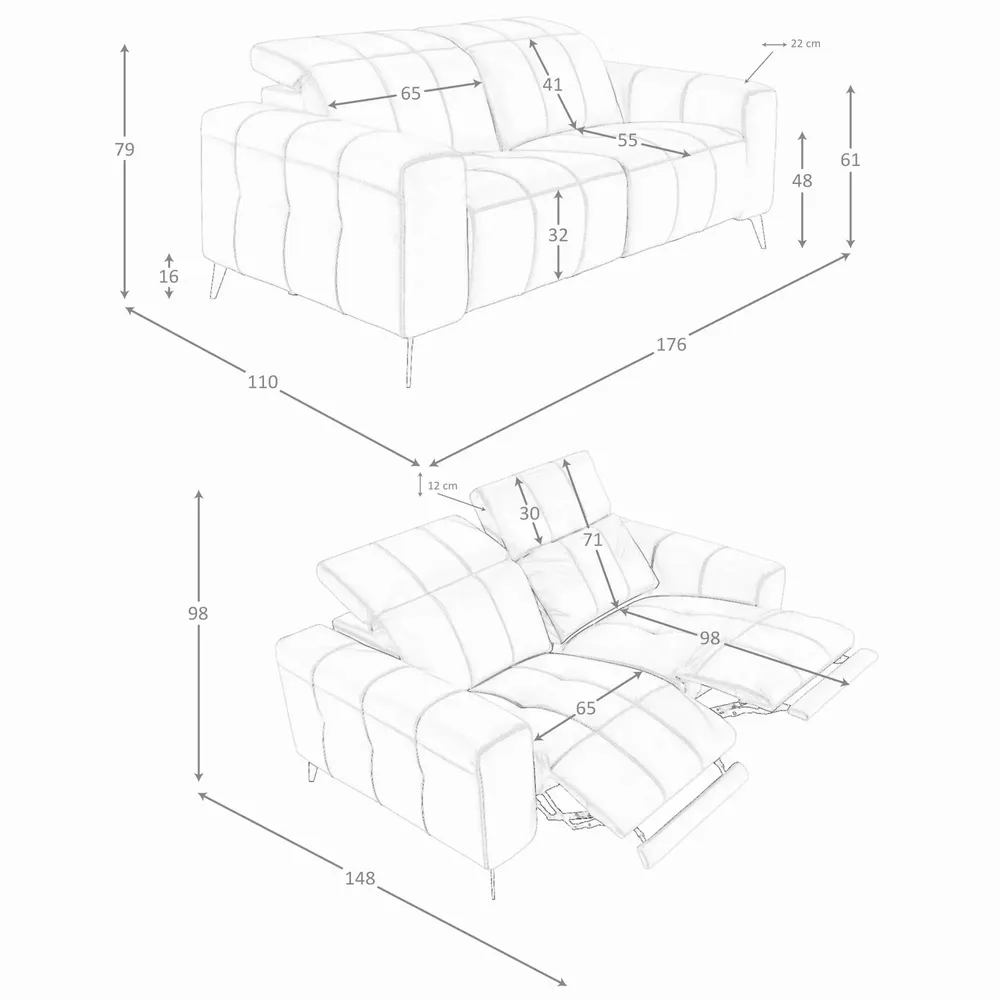 Sofas - 2-seater relaxation sofa in grey leather - ANGEL CERDÁ