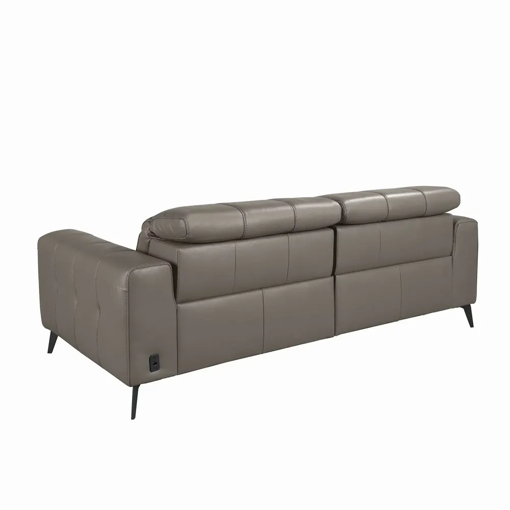 Sofas - 3-seat relaxation sofa in grey leather - ANGEL CERDÁ