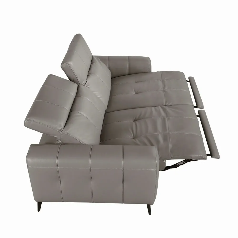 Sofas - 3-seat relaxation sofa in grey leather - ANGEL CERDÁ