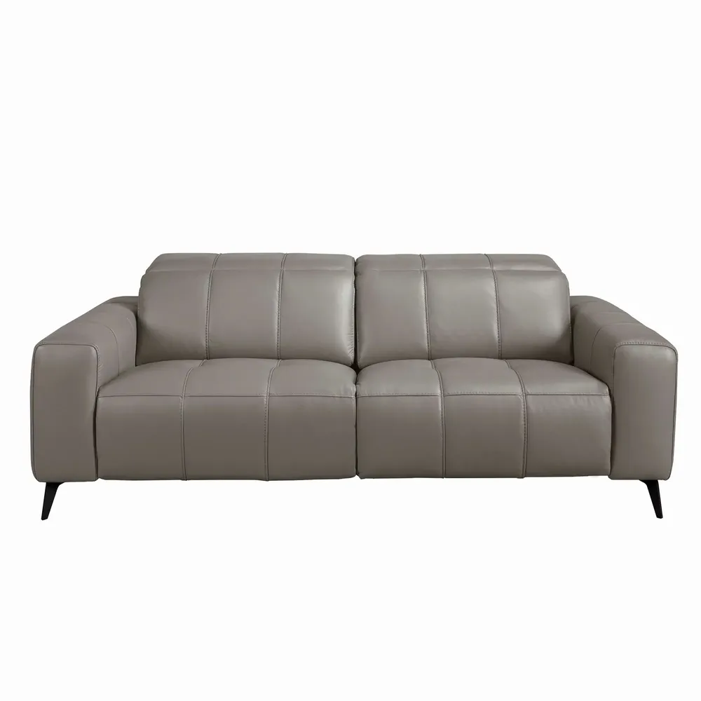 Sofas - 3-seat relaxation sofa in grey leather - ANGEL CERDÁ