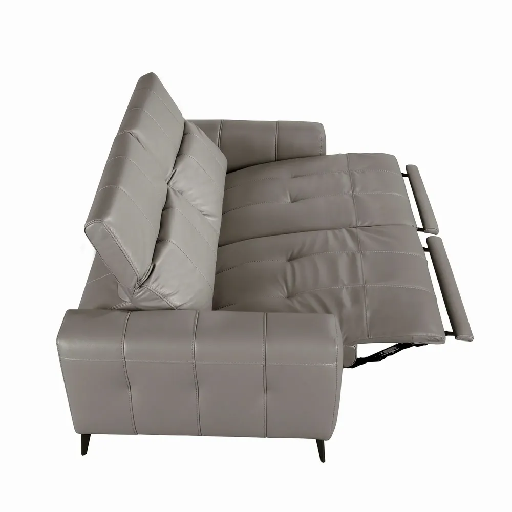 Sofas - 3-seat relaxation sofa in grey leather - ANGEL CERDÁ