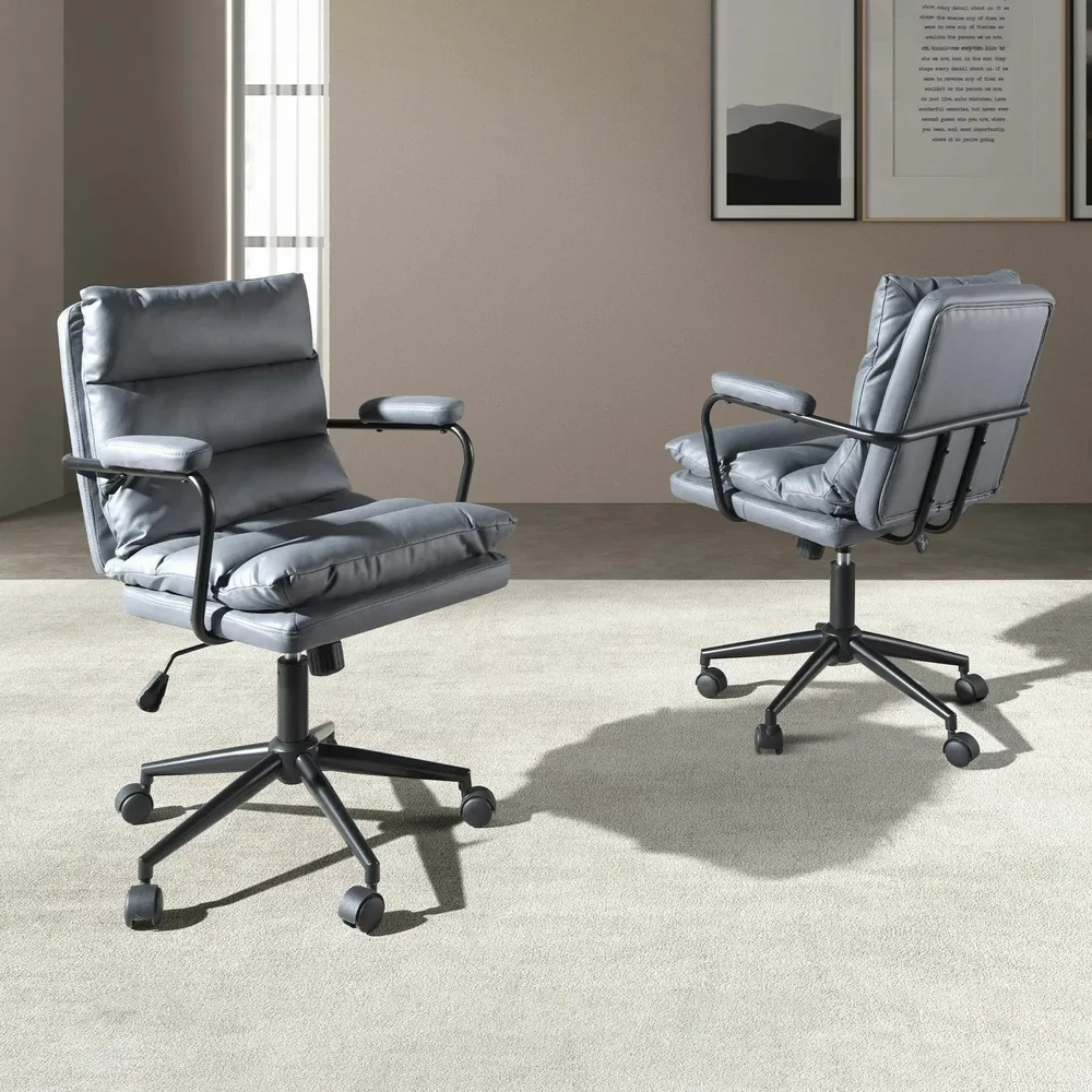 Chaises - Chaise de bureau pivotante en tissu gris - ANGEL CERDÁ