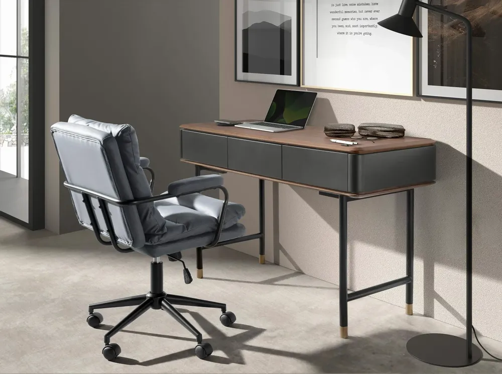 Chaises - Chaise de bureau pivotante en tissu gris - ANGEL CERDÁ