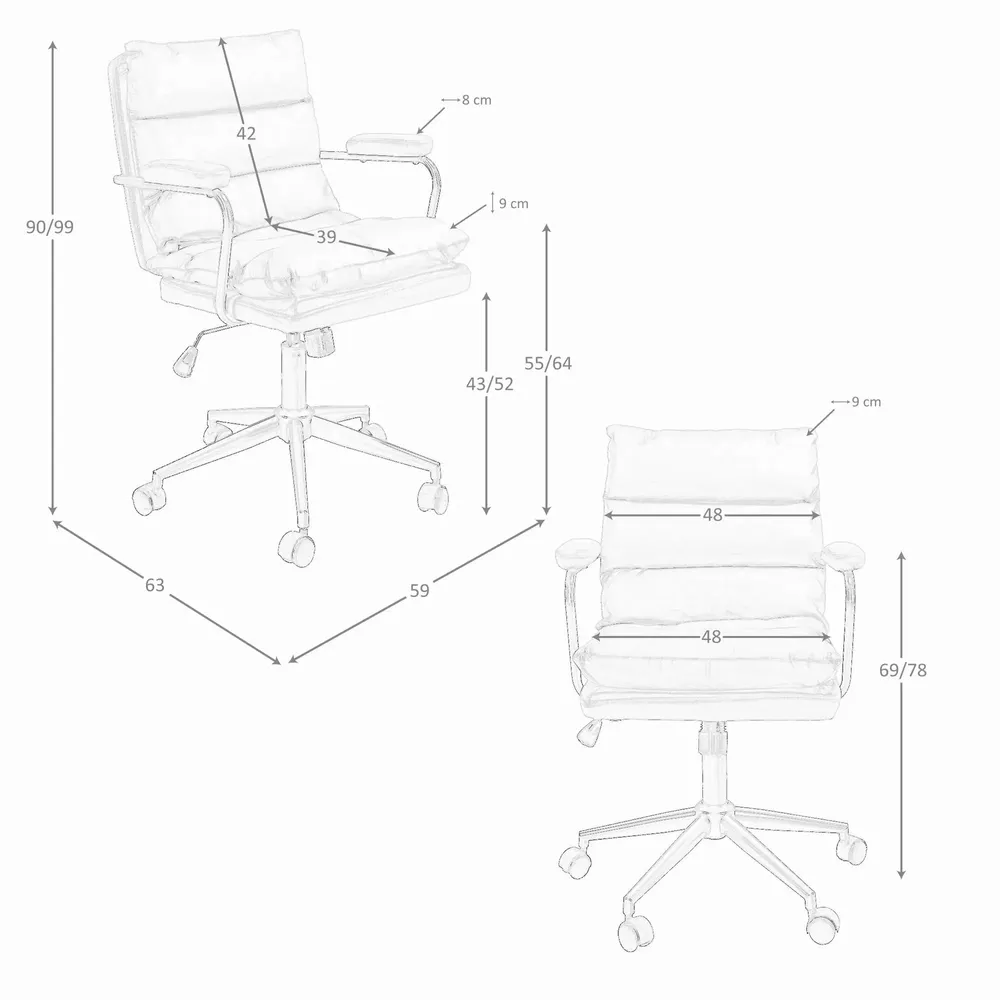 Chaises - Chaise de bureau pivotante en tissu gris - ANGEL CERDÁ