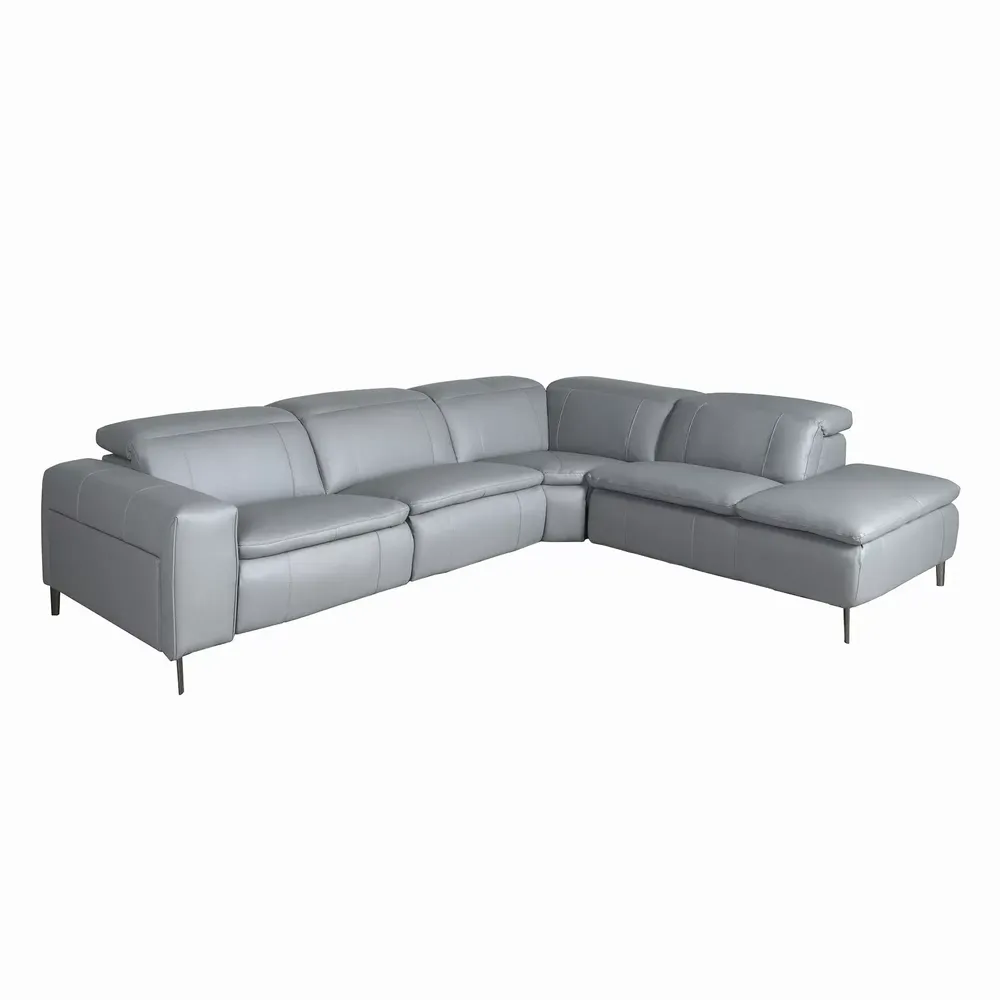 Sofas - Right chaise longue relaxation sofa in grey leather - ANGEL CERDÁ