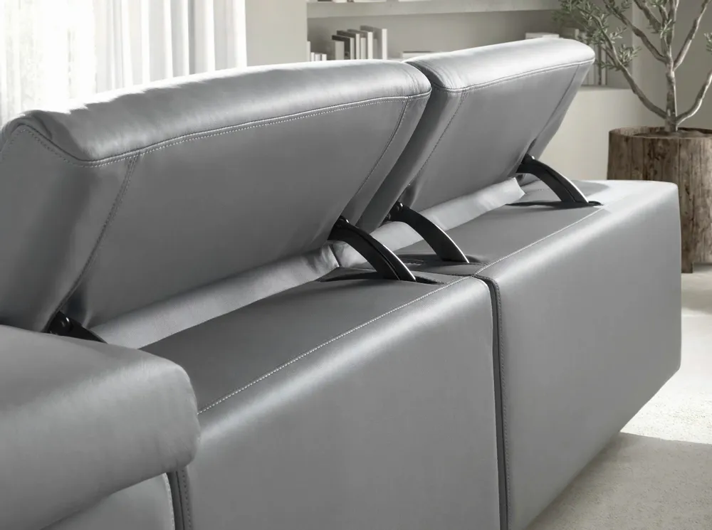 Sofas - Right chaise longue relaxation sofa in grey leather - ANGEL CERDÁ