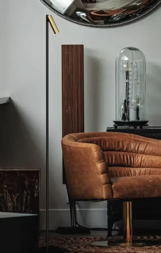 Lampadaires - MANHATTAN lampadaire de 135cm en noir, blanc ou noir et doré - LUXCAMBRA