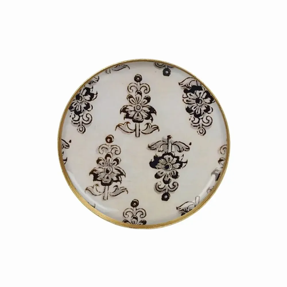 Plateaux - Plateaux métal émaillé Ispahan, Zélige bleu & Kalamkari - MAISON LILO
