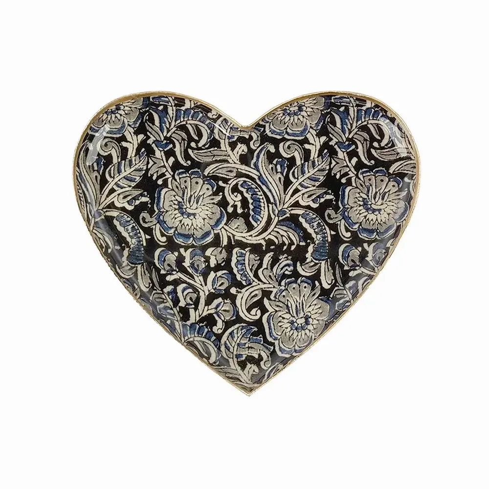 Plateaux - Plateaux métal émaillé Ispahan, Zélige bleu & Kalamkari - MAISON LILO