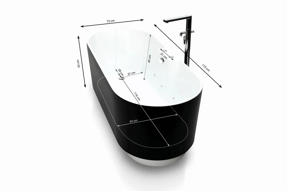 Bathtubs - UKIO WHITE Whirlpool Bathtub Bulle L. 175 x W. 75 cm, by SPALINA - SPALINA