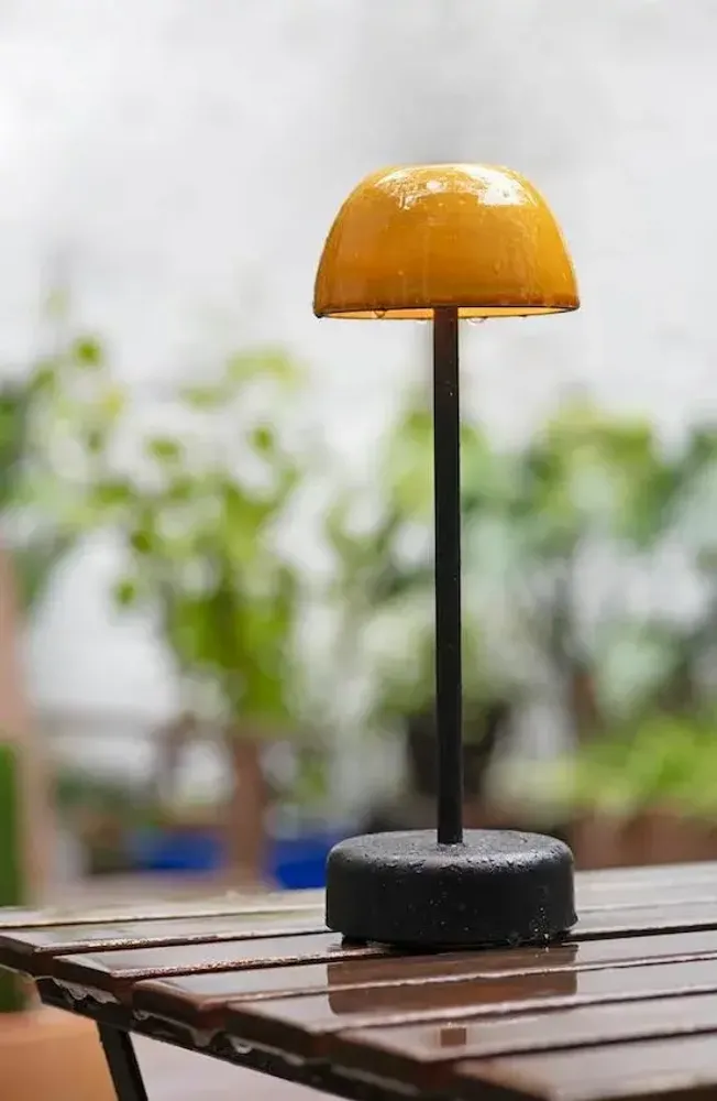 Accessoires de déco extérieure - ABSIDIOLA lampe à poser portable mini avec abat-jour en céramique - LUXCAMBRA