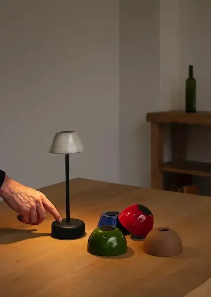 Accessoires de déco extérieure - ABSIDIOLA lampe à poser portable mini avec abat-jour en céramique - LUXCAMBRA