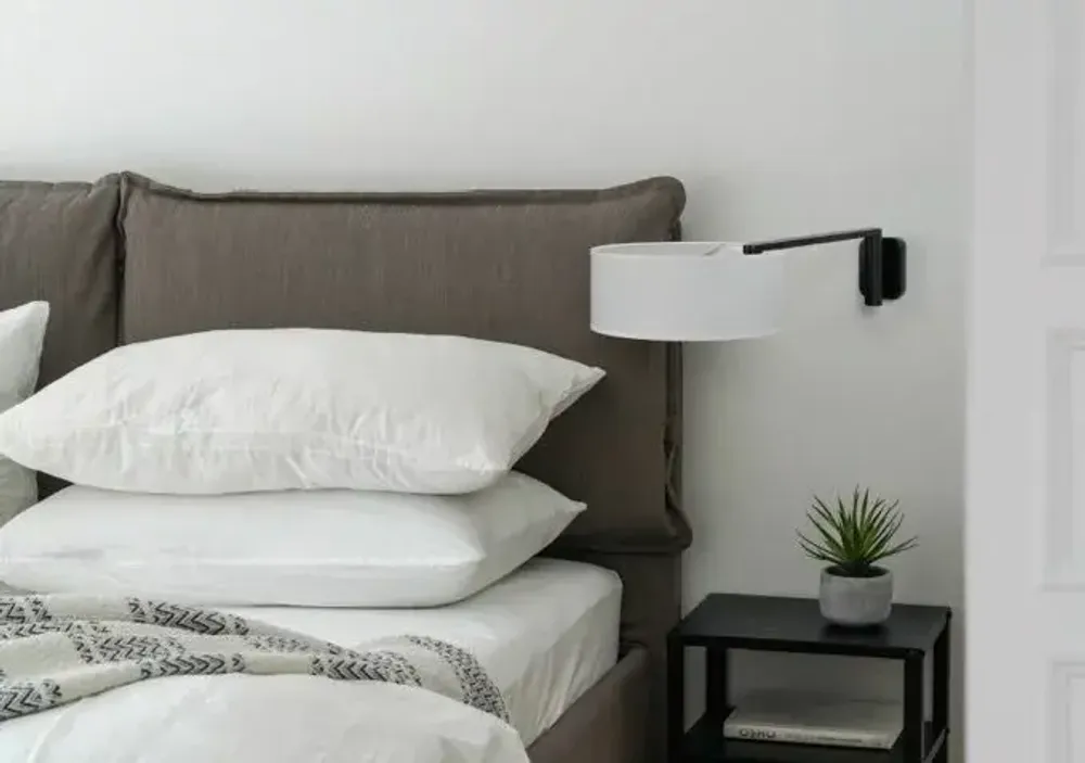 Wall lamps - MATRIX wall lamp in black with white cotton and white shade - LUXCAMBRA