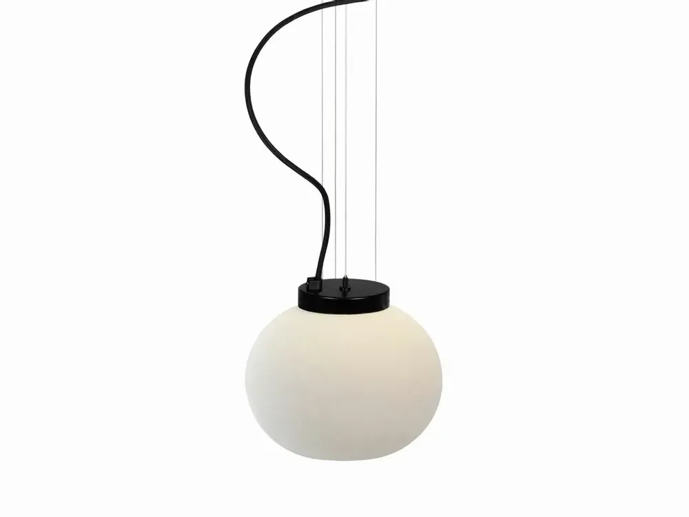 Suspensions - MOON suspension en blanc ou noir avec abat-jour elliptique - LUXCAMBRA