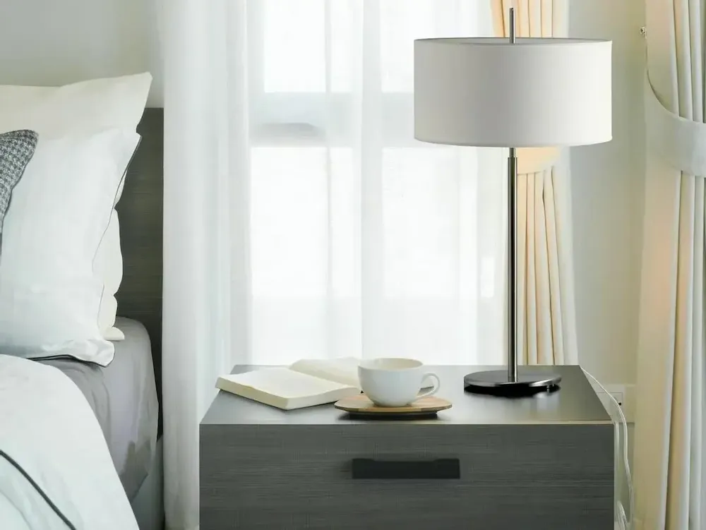 Table lamps - NAUTIC table lamp with white cotton or black cotton shade - LUXCAMBRA