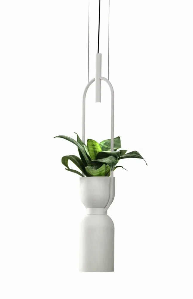 Hanging lights - OXYGEN flower pot hanging lamp in black or white - LUXCAMBRA