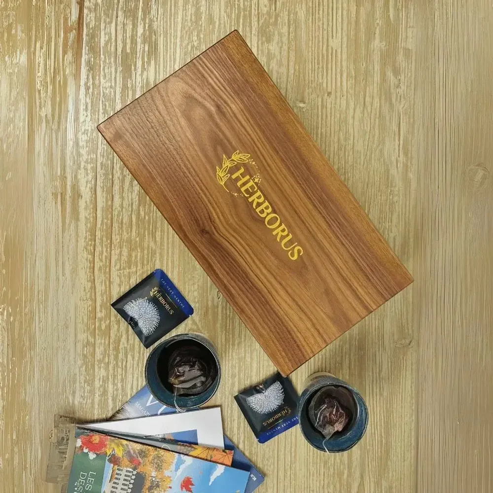 Tea and coffee accessories - Case — Box of 8 FSC Walnut Wood Lockers | Presentation box - HERBORUS
