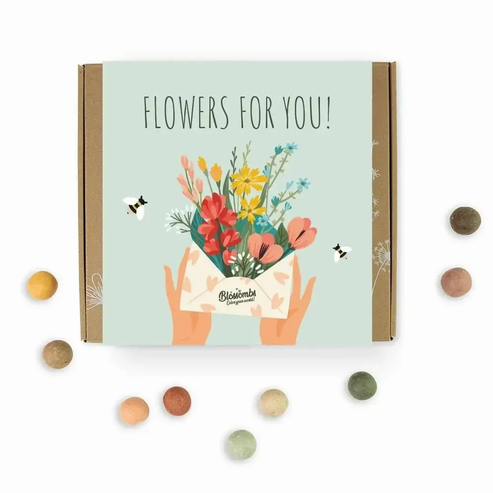 Cadeaux - Coffret cadeau Blossombs de taille moyenne, des fleurs pour vous, avec - BLOSSOMBS