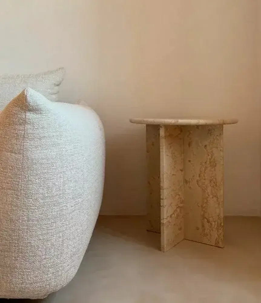 Other tables - Travertine marble bedside table end table sofa end table - GIPSY HOME