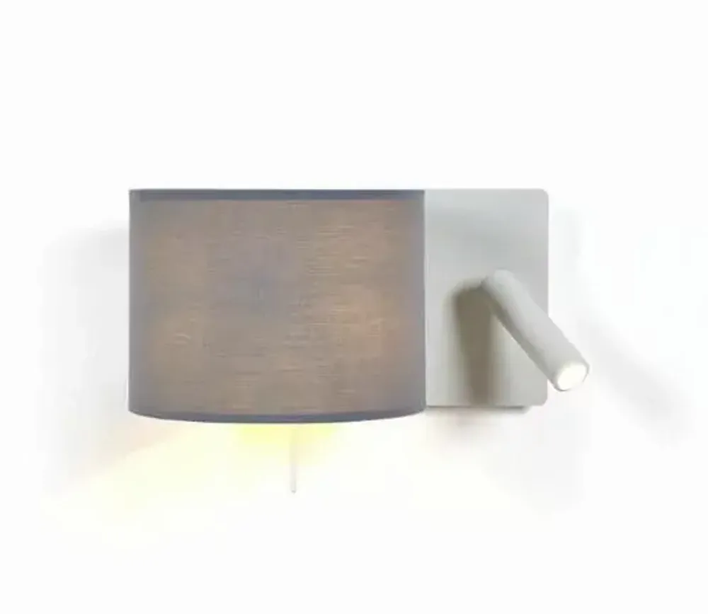 Wall lamps - RUM horizontal wall lamp with reader in black or white - LUXCAMBRA