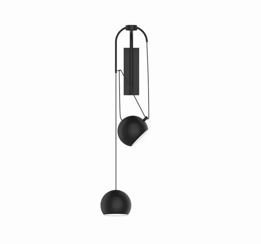 Wall lamps - SIRIUS black wall lamp with 2 shades - LUXCAMBRA