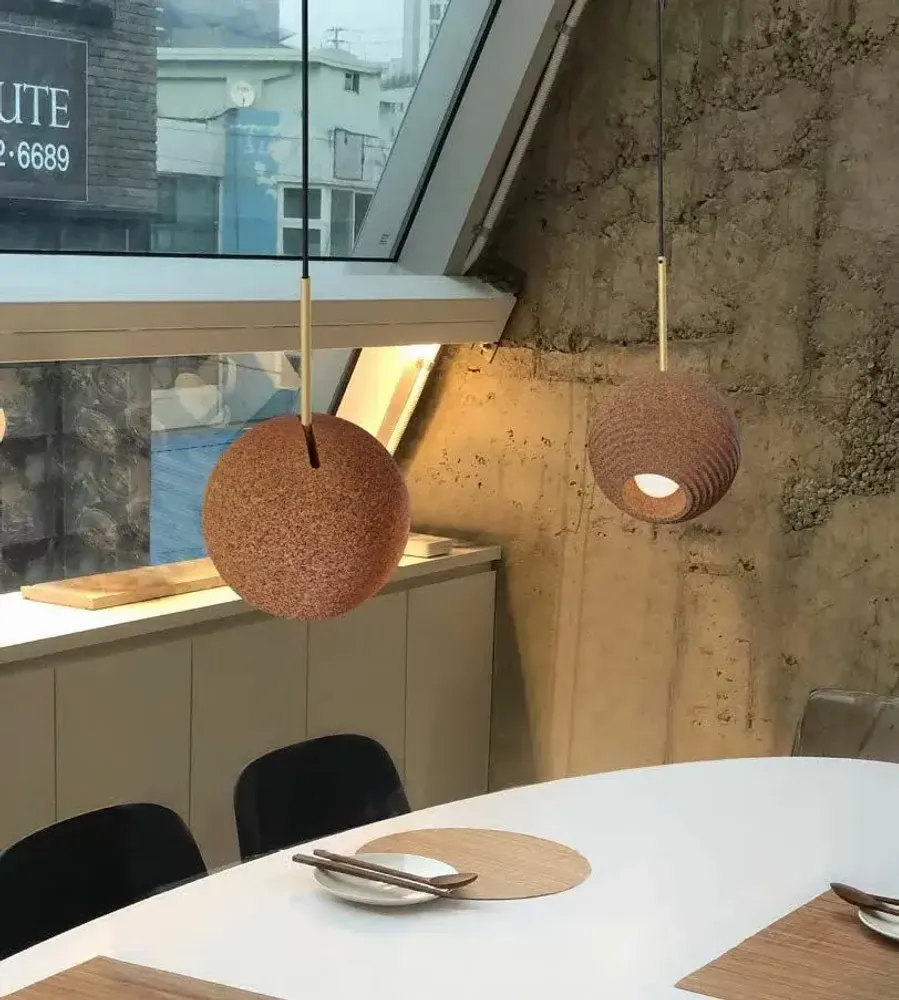 Hanging lights - TERRA cork suspension with black or white structure - LUXCAMBRA