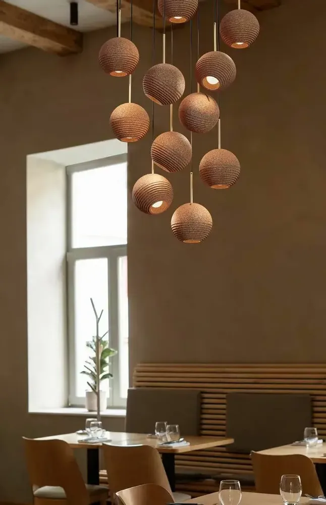 Hanging lights - TERRA cork suspension with black or white structure - LUXCAMBRA