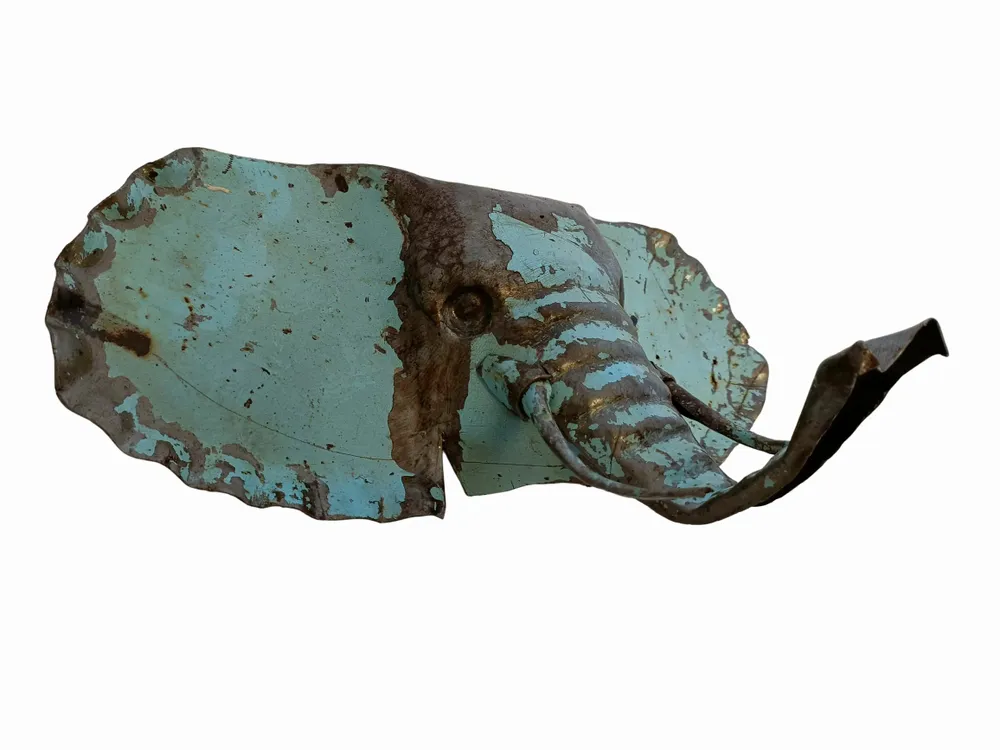 Other wall decoration - Recycled Metal Elephant Trophy Sculpture For Wall - TERRE SAUVAGE