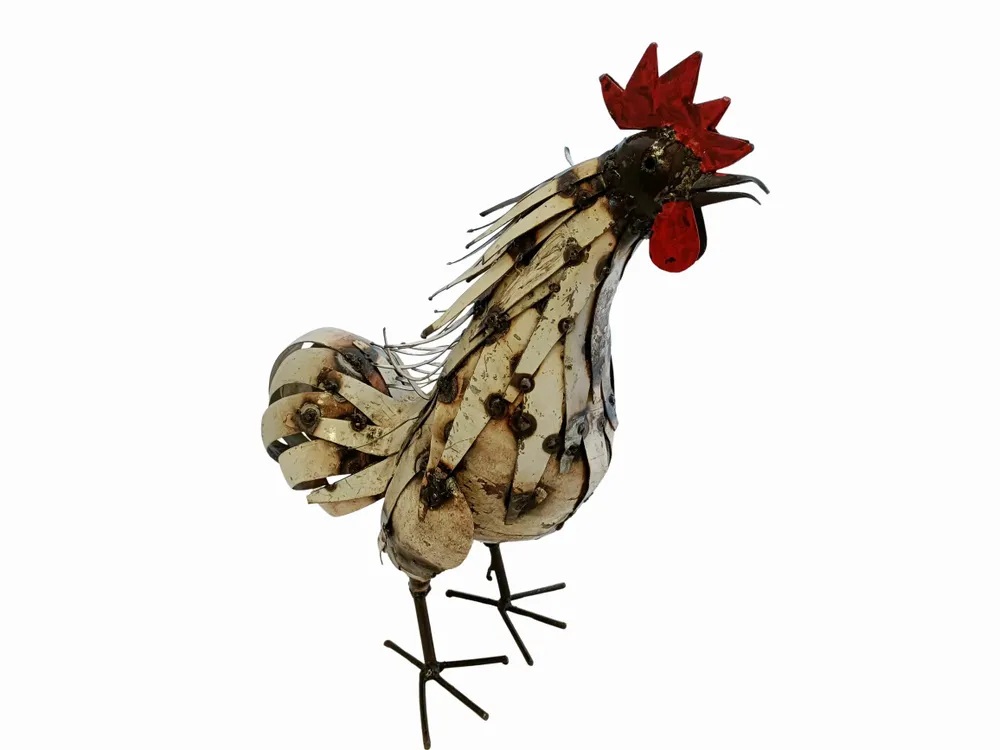 Outdoor decorative accessories - Recycled Metal Rooster Sculpture 45cm - TERRE SAUVAGE