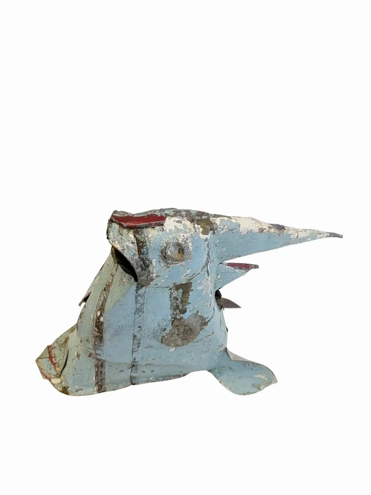 Outdoor decorative accessories - Recycled Metal Sculpture Rhinoceros Trophy For Wall 30x17.5cm - TERRE SAUVAGE