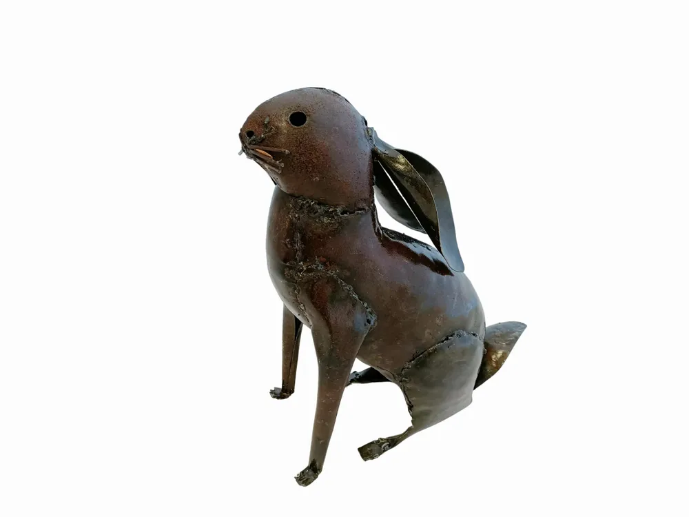 Outdoor decorative accessories - Recycled Metal Rabbit Sculpture 16/35cm - TERRE SAUVAGE