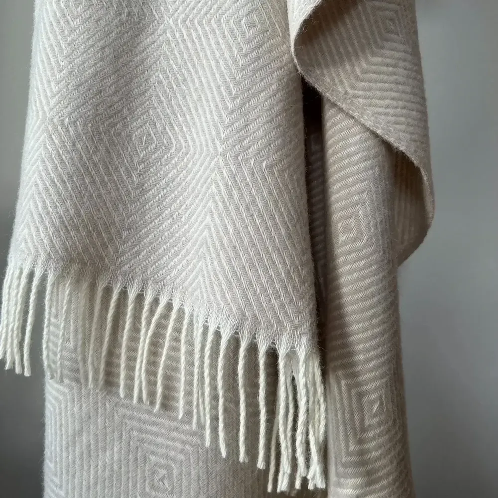 Plaids - Plaid couverture en laine, Beige Diamant - WOOL ONLY BY JOWOLLINA