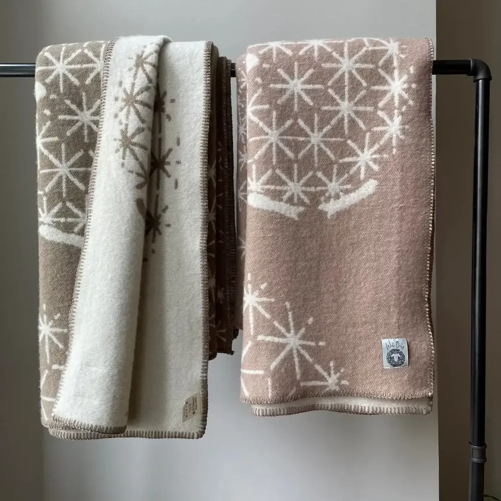 Plaids - Plaid couverture en laine, Mouton Pissenlit Cacao - WOOL ONLY BY JOWOLLINA