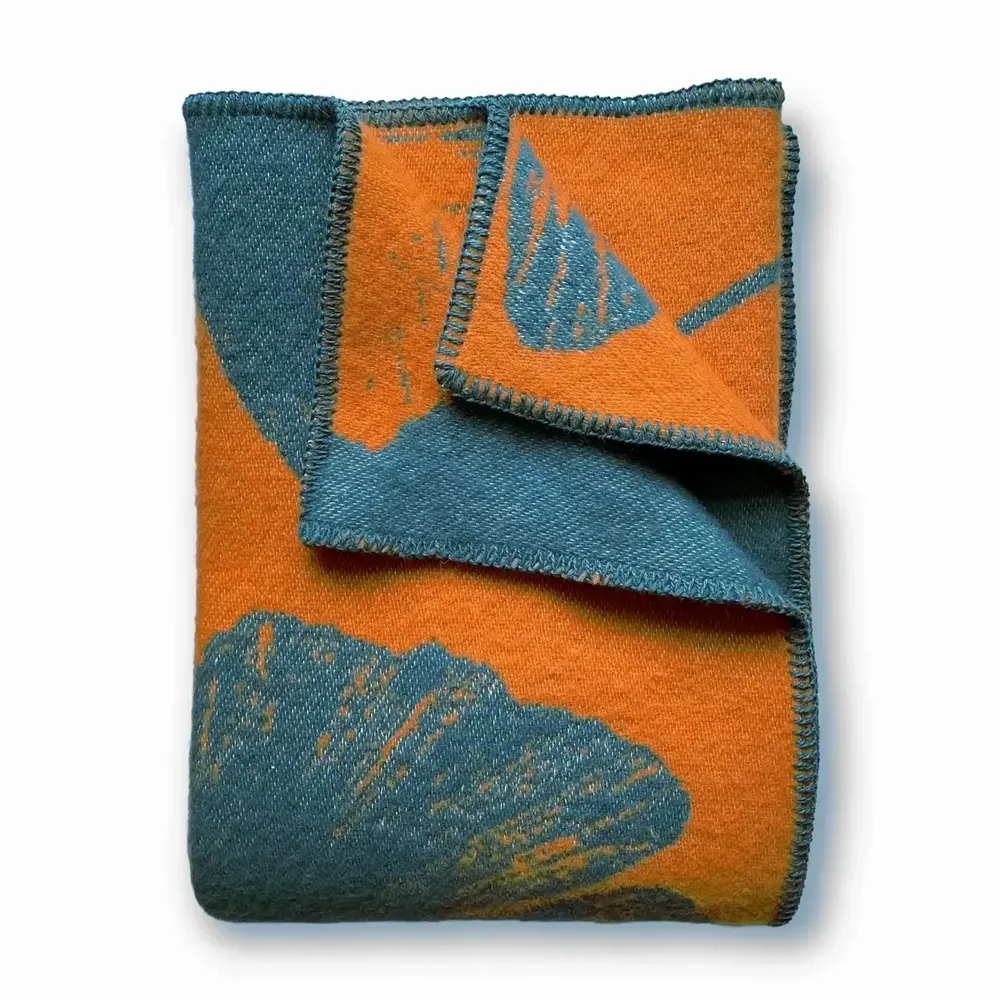 Plaids - Plaid couverture en laine, Ginkgo Gingembre Pétrole - WOOL ONLY BY JOWOLLINA