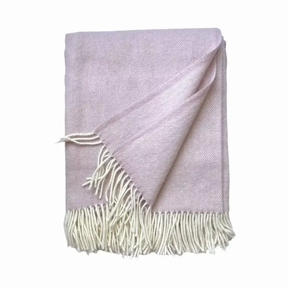 Throw blankets - Wool blanket plaid, Uni Soft Pink - WOOL ONLY BY JOWOLLINA
