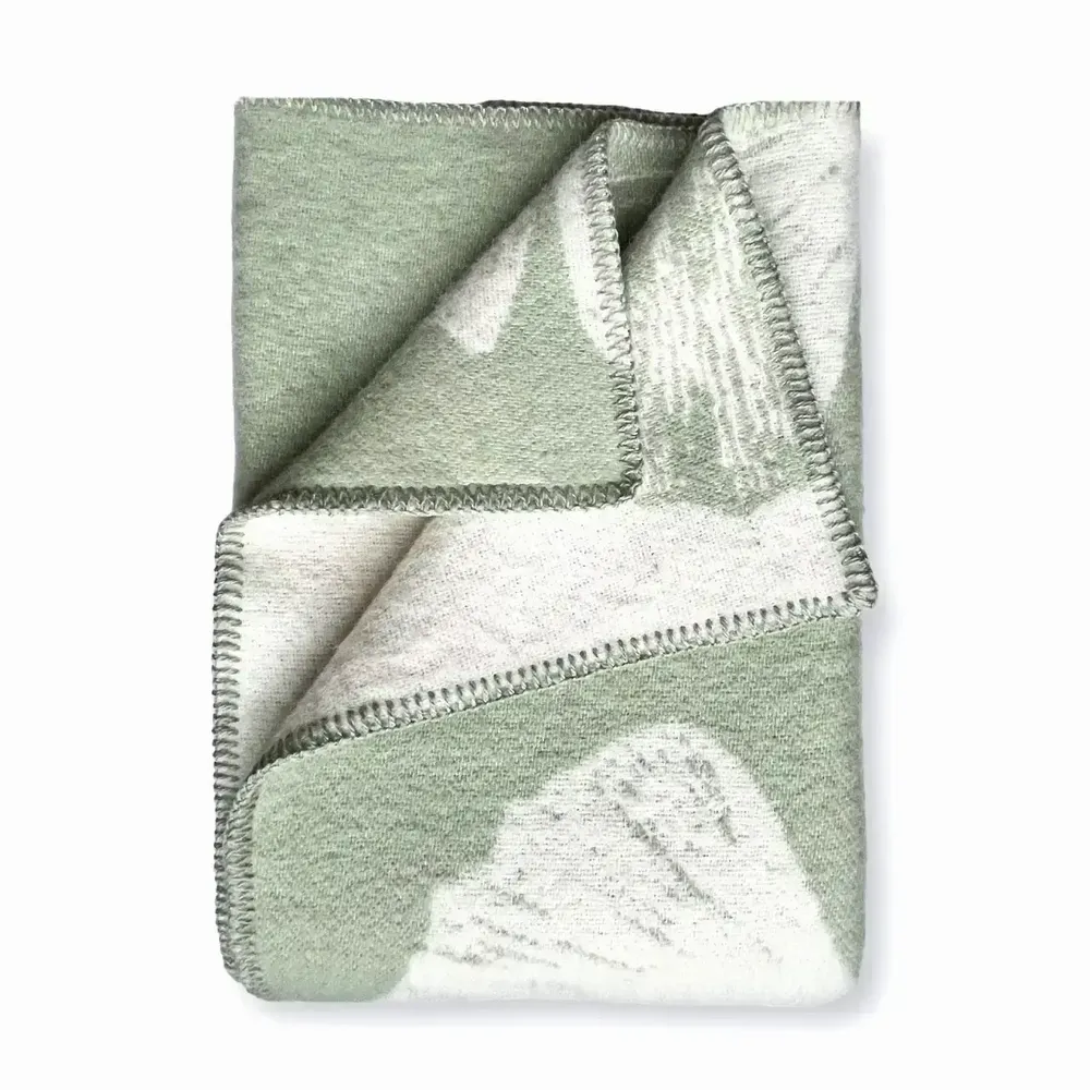 Plaids - Plaid couverture en laine, Ginkgo Pastel Menthe - WOOL ONLY BY JOWOLLINA