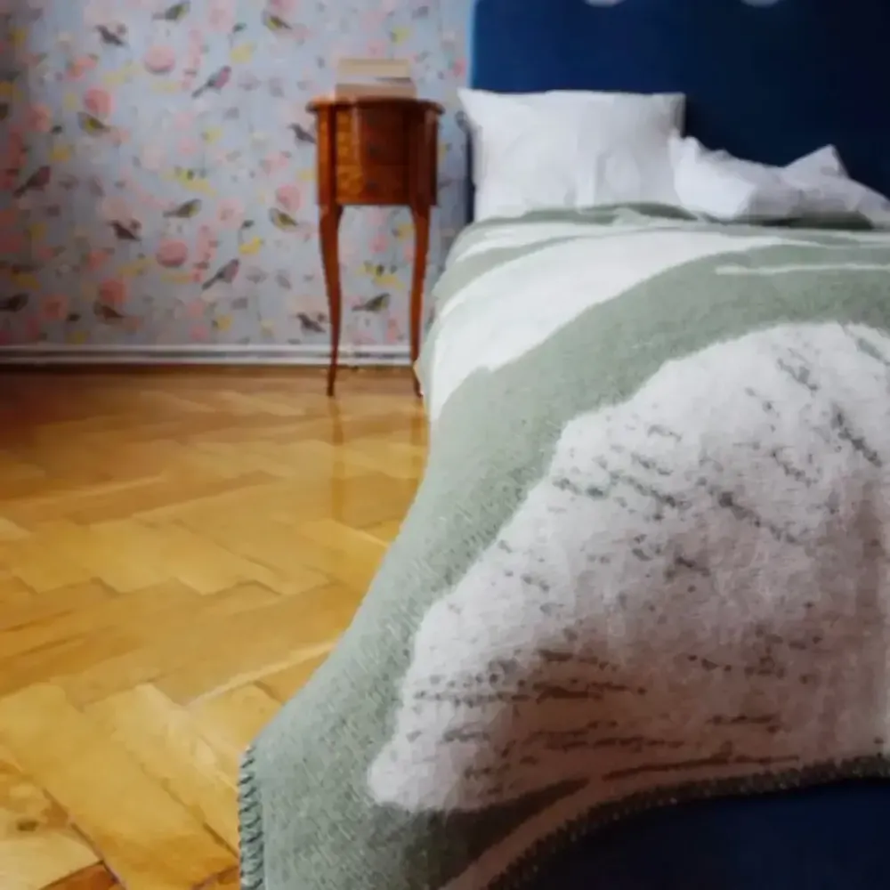 Throw blankets - Wool blanket plaid, Ginkgo Moss Smoke - WOOL ONLY BY JOWOLLINA