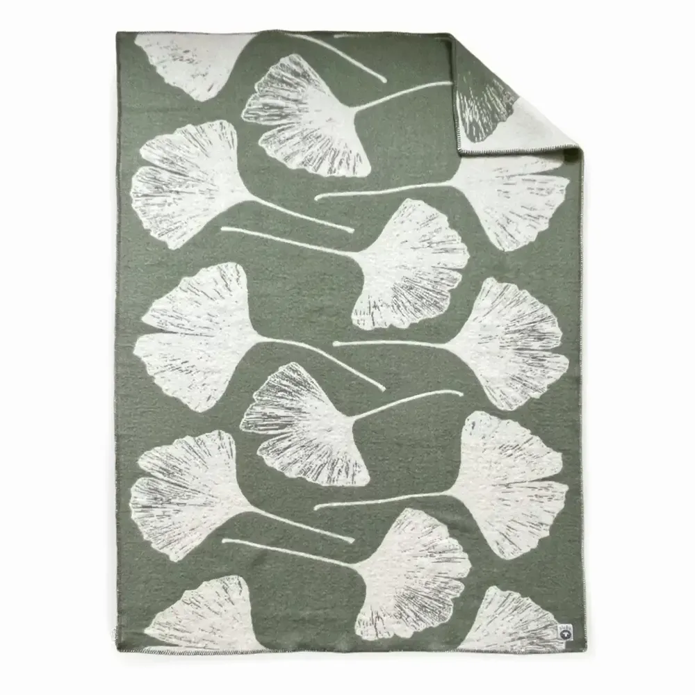 Throw blankets - Wool blanket plaid, Ginkgo Moss Smoke - WOOL ONLY BY JOWOLLINA