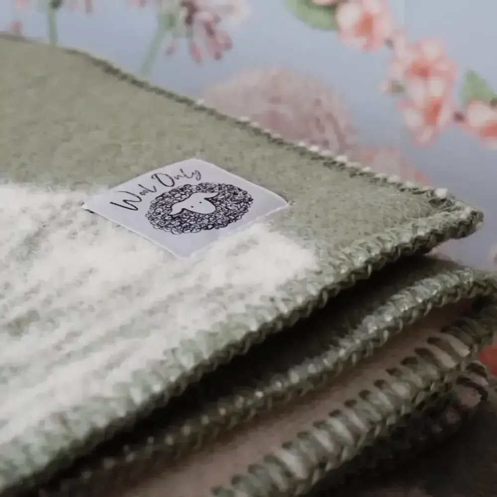 Throw blankets - Wool blanket plaid, Ginkgo Moss Smoke - WOOL ONLY BY JOWOLLINA